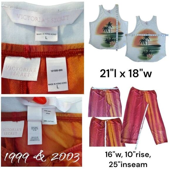 Victoria's Secret VTG 90s Y2K Tropical Tank And Pants Beach RARE Set Large - Picture 11 of 15